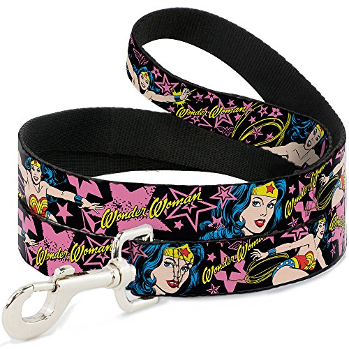 Buckle Down "Wonder Woman/Stars schwarz/pink Pet Leine, 6 'x 1/5,1 cm von Buckle-Down