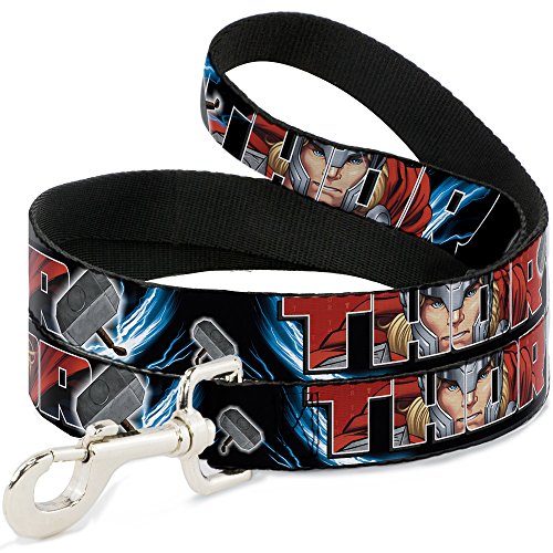 Buckle Down breit 3,8 cm Marvel Avengers Thor Posen/Hammer Hund Leine, 4 ' von Buckle-Down