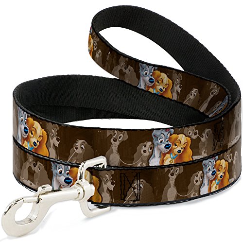 Buckle-Down dl-6ft-wdy372-w Pet Leash-Lady und Tramp 2-Poses/Spaghetti Kiss Szene Browns, 6 'l-1.5 "W von Buckle-Down