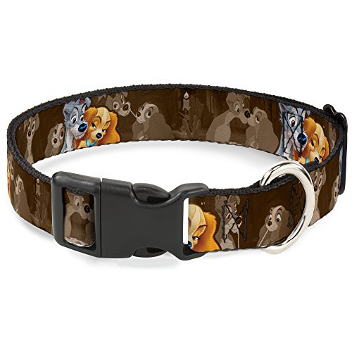 Buckle-Down pc-wdy372-nm Kunststoff Clip Collar-Lady und Tramp 2-Poses/Spaghetti Kiss Szene Browns, 1/5,1 cm W-8 – Premium QUALITÄT – – 30,5 cm Neck-medium von Buckle-Down