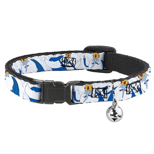 Cartoon Network Breakaway Katzenhalsband mit Glocke, leicht verstellbar, Adventure Time Ice King Posen und Schrauben, Weiß/Blau, 21,6 cm bis 30,5 cm, 1,3 cm breit von Buckle-Down