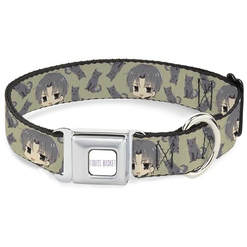 Crunchyroll Hundehalsband, Metall-Sicherheitsgurtschnalle, Obstkorb, Chibi Shigure, Soma und Hund, olivgrau, 50,8 bis 78,9 cm, 3,8 cm breit von Buckle-Down