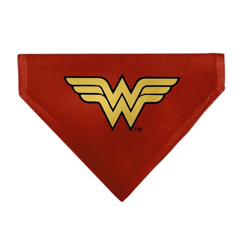 DC Comics Haustier-Halstuch, Wonder Woman, WW-Logo, Rot, Schwarz, Gelb, nur Schlupfhalsband von Buckle-Down