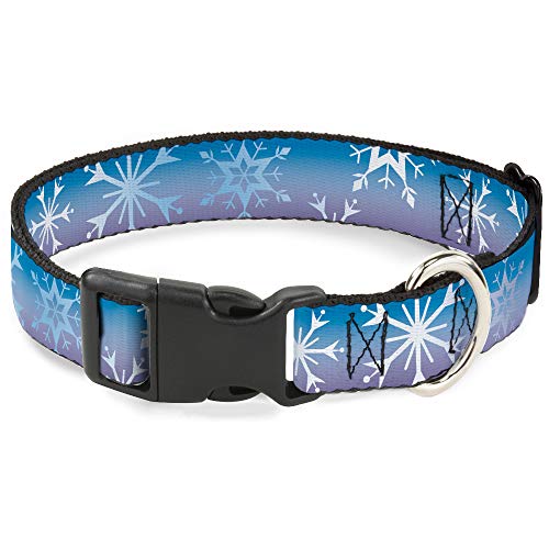 Disney Hundehalsband, Kunststoffschnalle, Frozen 2 Schneeflocken, Blau, Violett, Weiß, 24,1 bis 37,8 cm, 1,3 cm breit von Buckle-Down