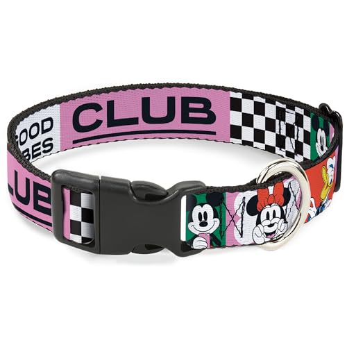 Disney Hundehalsband, Kunststoffschnalle, sensationelle sechs Good Vibes Club-Posenblöcke, mehrfarbig, 28,9 bis 41,9 cm breit von Buckle-Down