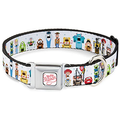 Disney Hundehalsband, Metall-Sicherheitsgurtschnalle, Pixar Holiday Collection, Nussknacker-Charaktere, Weiß, 33 bis 43 cm, 3,8 cm breit von Buckle-Down