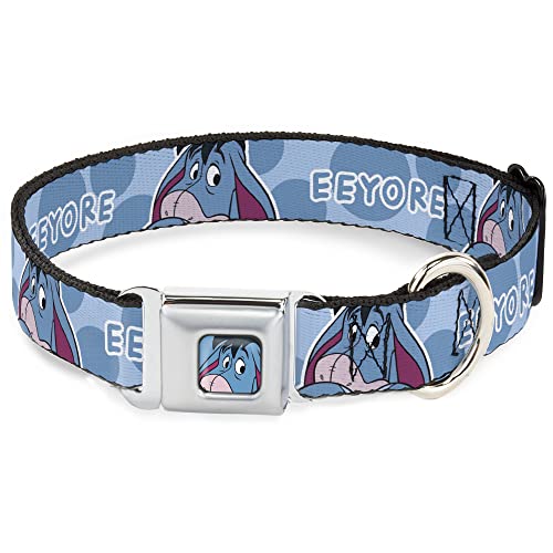 Disney Hundehalsband, Metall-Sicherheitsgurtschnalle, Winnie Puuh I-Aah Text und Ausdruck, Nahaufnahme, 33 bis 43 cm, 3,8 cm breit von Buckle-Down