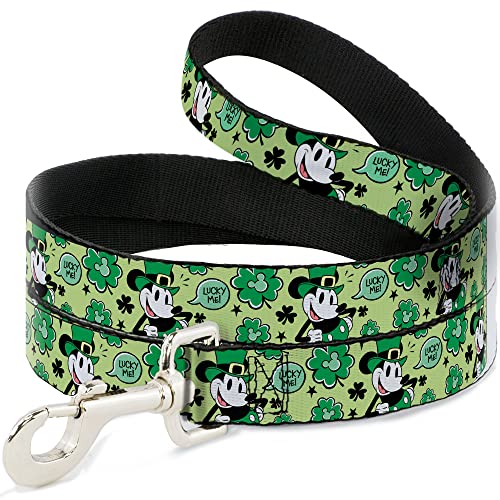 Disney Hundeleine, Mickey-Maus, St. Patrick's Day, Lucky Me Kobold-Pose, Grün, 1,8 m lang, 1,3 cm breit von Buckle-Down