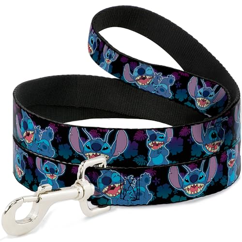 Disney Hundeleine, Stichausdrücke und Posen, tropisches Schwarz, Lila, Blau, 120 cm lang, 2,5 cm breit von Buckle-Down