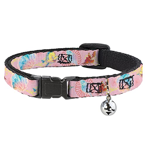 Disney Katzenhalsband, Breakaway-Halsband mit Glöckchen, die kleine Meerjungfrau Flunder und Sebastian unter dem Meer, Rosa, 21,6 bis 30,5 cm, 1,3 cm breit von Buckle-Down