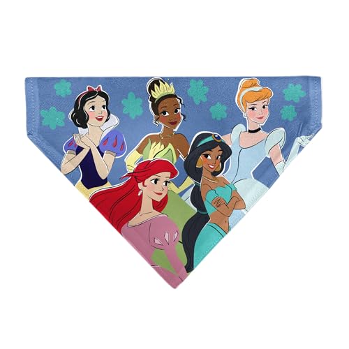 Disney Pet Bandana Disney Five Princesses Group Pose and Flowers Blues Slip On Collar Bandana Only von Buckle-Down