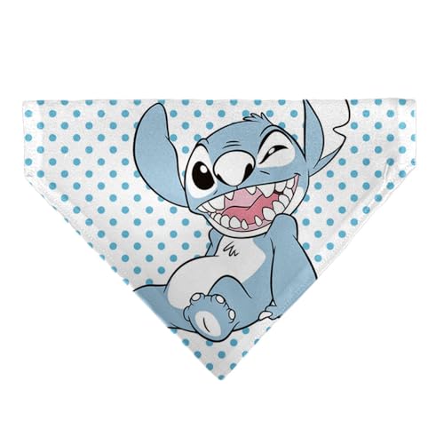 Disney Haustier-Halstuch, Lilo und Stitch-Stich, zwinkernde Pose und Punkte, Weiß / Blau von Buckle-Down