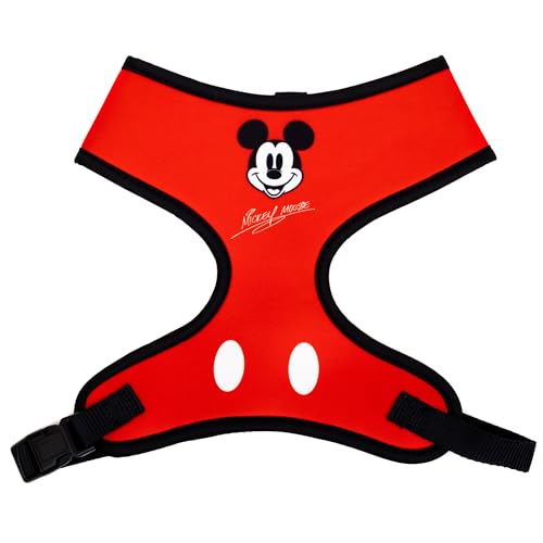 Disney Pet Harness, Dog Collar Plastic Buckle, Mickey Mouse Smiling Face Red Black von Buckle-Down