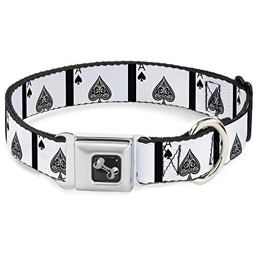 Dog Collar Seatbelt Buckle Ace of Spades 11 to 17 Inches 1.0 Inch Wide von Buckle-Down