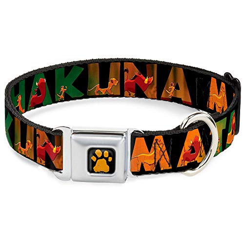 Dog Collar Seatbelt Buckle Hakuna Matata Black Lion King Scenes 15 to 26 Inches 1.0 Inch Wide von Buckle-Down