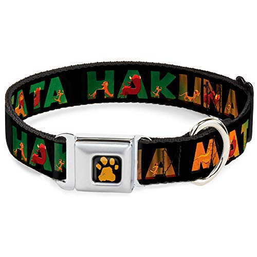 Dog Collar Seatbelt Buckle Hakuna Matata Black Lion King Scenes 16 to 23 Inches 1.5 Inch Wide von Buckle-Down