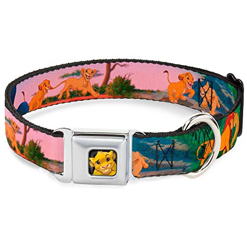 Dog Collar Seatbelt Buckle Lion King Simba Nala Growing Up Scenes 13 to 18 Inches 1.5 Inch Wide von Buckle-Down