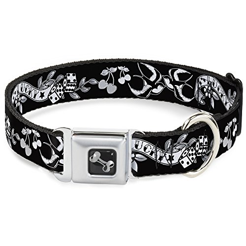 Dog Collar Seatbelt Buckle Lucky Black White 15 to 26 Inches 1.0 Inch Wide Dog Collar Seatbelt Buckle Lucky Black White 15 to 26 Inches 1.0 Inch Wide von Buckle-Down