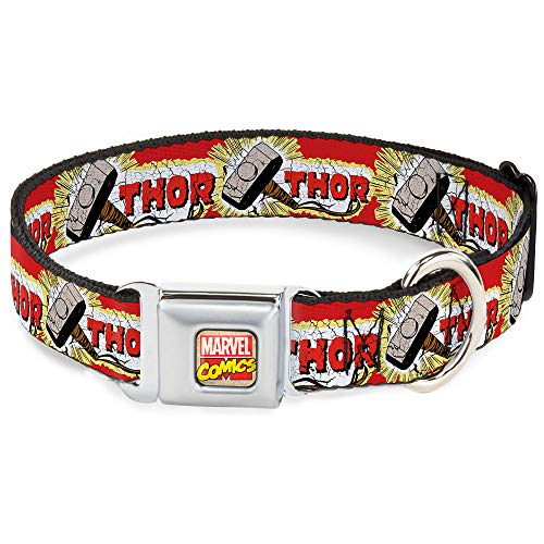 Dog Collar Seatbelt Buckle Thor Hammer Red Yellow White 11 to 17 Inches 1.0 Inch Wide von Buckle-Down