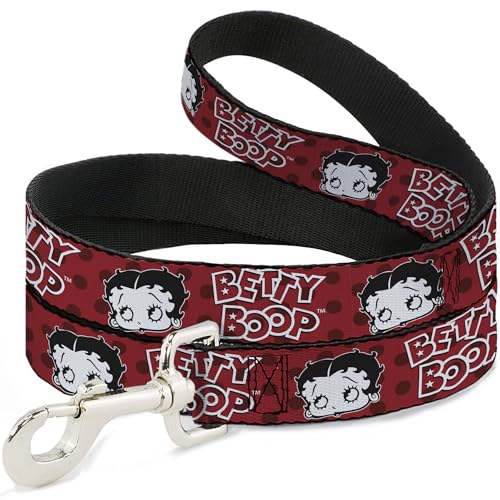 Fleischer Studios Inc. Haustier-Leine, Hundeleine, Betty Boop Gesicht und Text, gepunktet, Rot / Schwarz / Weiß, 1,8 m lang, 2,5 cm breit von Buckle-Down