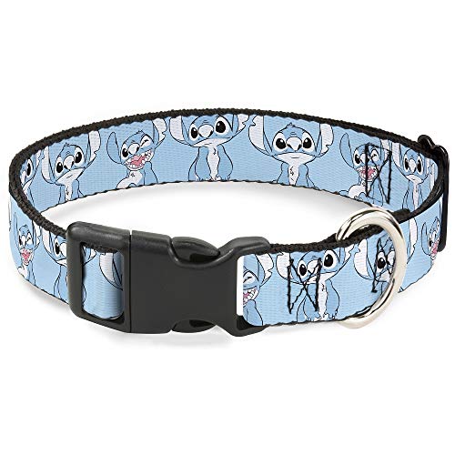 Hundehalsband, Kunststoff, Clip-Stich, 3 Posen, Himmelblau, Schwarz, Weiß, 22,9 bis 38,1 cm, 2,5 cm breit von Buckle-Down