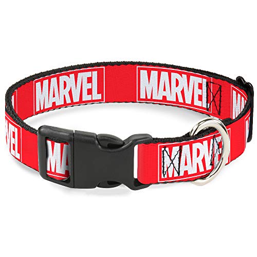 Hundehalsband, Kunststoff, mit Clip, Marvel-Logo, Rot/Weiß, 33 bis 45,7 cm breit von Buckle-Down