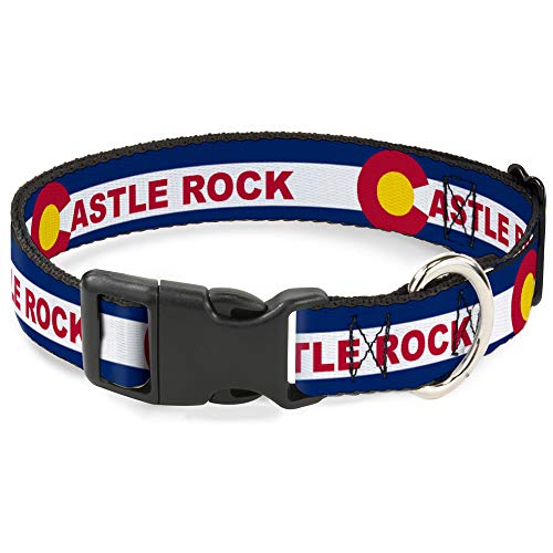 Hundehalsband, Kunststoff-Clip, Colorado, Castle, Rock-Flagge, Blau, Weiß, Rot, Gelb, 22,9 bis 38,1 cm, 1,3 cm breit von Buckle-Down