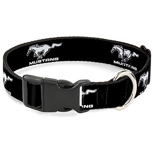 Hundehalsband, Kunststoffclip, Ford Mustang, schwarz-weißes Logo, 45,7 bis 81,3 cm, 3,8 cm breit von Buckle-Down