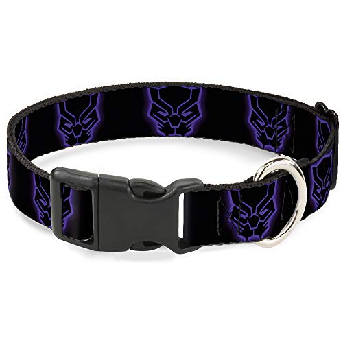 Hundehalsband, Kunststoffclip, Motiv: Black Panther Avengers, 20,3 bis 30,5 cm, 1,3 cm breit, Schwarz / Violett von Buckle-Down