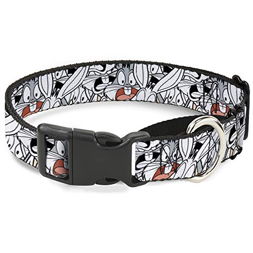 Hundehalsband, Martingale Bugs Bunny Expressions Stacked White Black Grey 22,9 bis 38,1 cm breit von Buckle-Down