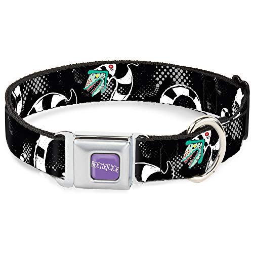 Hundehalsband, Sicherheitsgurt-Schnalle, Beetlejuice Sandwurm, Healftone, Wiederholung, Schwarz/Grau, 38,1 bis 66 cm, 2,5 cm breit von Buckle-Down