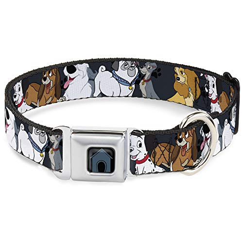 Hundehalsband, Sicherheitsgurtschnalle, Disney Dogs Group Collage Paws, grau/schwarz, 45,7 bis 81,3 cm breit von Buckle-Down