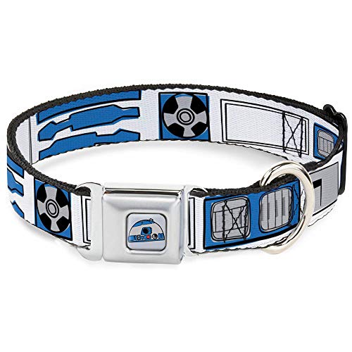 Hundehalsband Gurtschnalle Star Wars R2D2 Begrenzungsteile weiß schwarz blau grau rot 38,1 bis 66 cm 1,0 Zoll breit von Buckle-Down