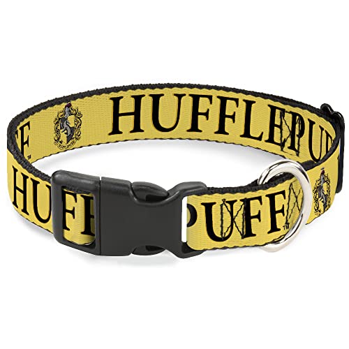 Hundehalsband Kunststoff Clip Harry Potter Hufflepuff-Wappen Gelb Schwarz 24,9 bis 37,8 cm 1,3 cm breit von Buckle-Down