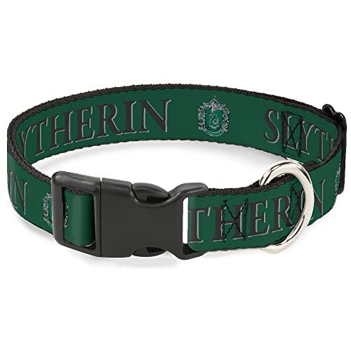 Hundehalsband Kunststoff Clip Harry Potter Slytherin Wappen Grün Schwarz 7 bis 8,5 Zoll 0,5 Zoll Breit von Buckle-Down