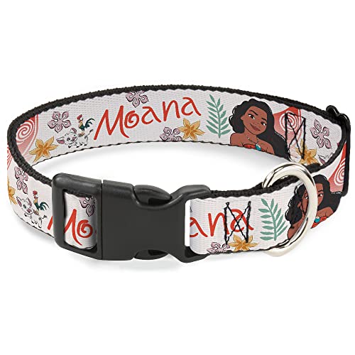 Hundehalsband Kunststoff Clip Moana mit Pua und HEI HEI Segelpose mit Schrift Beige Orange 11 bis 16,5 Zoll 1,0 Zoll breit von Buckle-Down