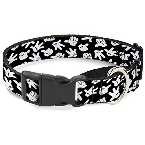 Hundehalsband Martingale Mickey Mouse Hand Gestures2 Schwarz Weiß 33 bis 46 cm 3,8 cm breit von Buckle-Down