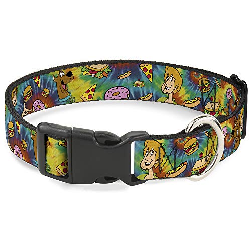 Hundehalsband mit Kunststoff-Clip, Scooby DOO und Shaggy-Posen, Munchies, Batikfärbung, Mehrfarbig, 40,6 bis 58,9 cm, 3,8 cm breit von Buckle-Down