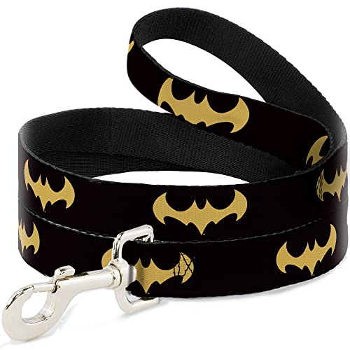 Hundeleine DC League of Super Pets Batman Fledermaus-Logo, 1,8 m lang, 1,3 cm breit, Schwarz / Gelb von Buckle-Down