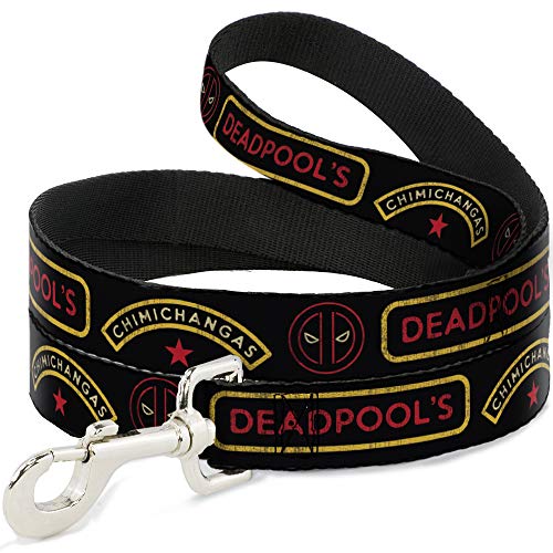 Hundeleine Deadpools Chimichangas Flames Gelb Schwarz Rot 122 cm lang 1,3 cm breit von Buckle-Down