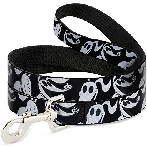 Hundeleine Nightmare Before Christmas Zero Expressions, Schwarz / Weiß, 122 cm lang, 1,3 cm breit von Buckle-Down