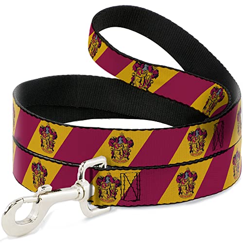 Hundeleine mit Gryffindor-Wappen, diagonale Streifen, Gold/Rot, 122 cm lang, 1,3 cm breit von Buckle-Down