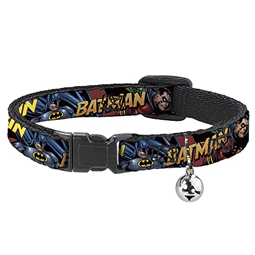 Katzen-Halsband mit Breakaway Batman-Rotkehlchen in Action, 20,3-30,5 cm, 1,27 cm breit, Burgunderrot von Buckle-Down