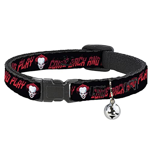 Katzenhalsband Breakaway It Chapter Two Pennywise Face Come Back and Play Halsband Black Reds, 20,3 cm bis 30,5 cm, 1,3 cm breit von Buckle-Down