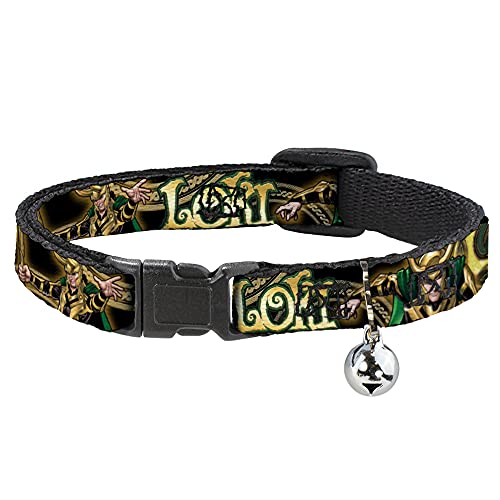 Katzenhalsband Loki Posen Schwarz Gold Grün 8 bis 30,5 cm breit Modell: BAC-WAV037-NM von Buckle-Down