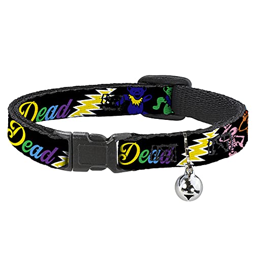 Katzenhalsband mit Aufschrift Grateful Dead, Bären-Skelette, Schwarz, Mehrfarbig, 20,3 bis 30,5 cm breit von Buckle-Down