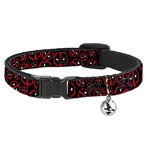 Katzenhalsband mit Deadpool-Splatter-Logo, Schwarz, Rot, WeiÃŸ, 20,3 bis 30,5 cm breit von Buckle-Down