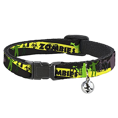 Katzenhalsband mit breitem Zombies Biohazard schwarz gelb grün 20,3 bis 30,5 cm breit von Buckle-Down