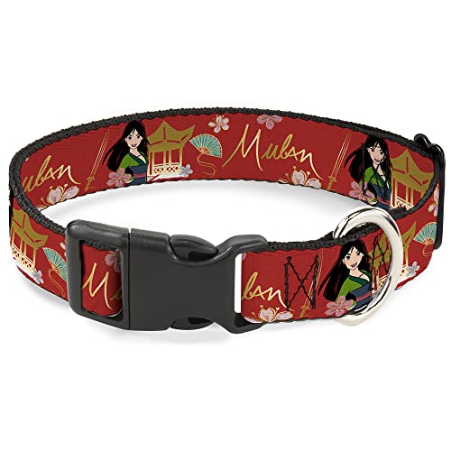 Mulan Hundehalsband, Kunststoff, Pavillon-Pose mit Blumen und Schrift, Rotgold, 50,8 bis 78,9 cm, 3,8 cm breit von Buckle-Down