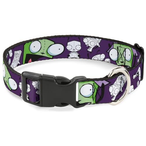 Nickelodeon Hundehalsband, Kunststoffschnalle, Invader Zim GIR Posen und Skizze, Lila, 17,8 bis 21,6 cm, 1,3 cm breit von Buckle-Down